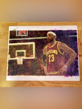 Hand colored photograph of LeBron James. My photo from Pels Cavs. 2014